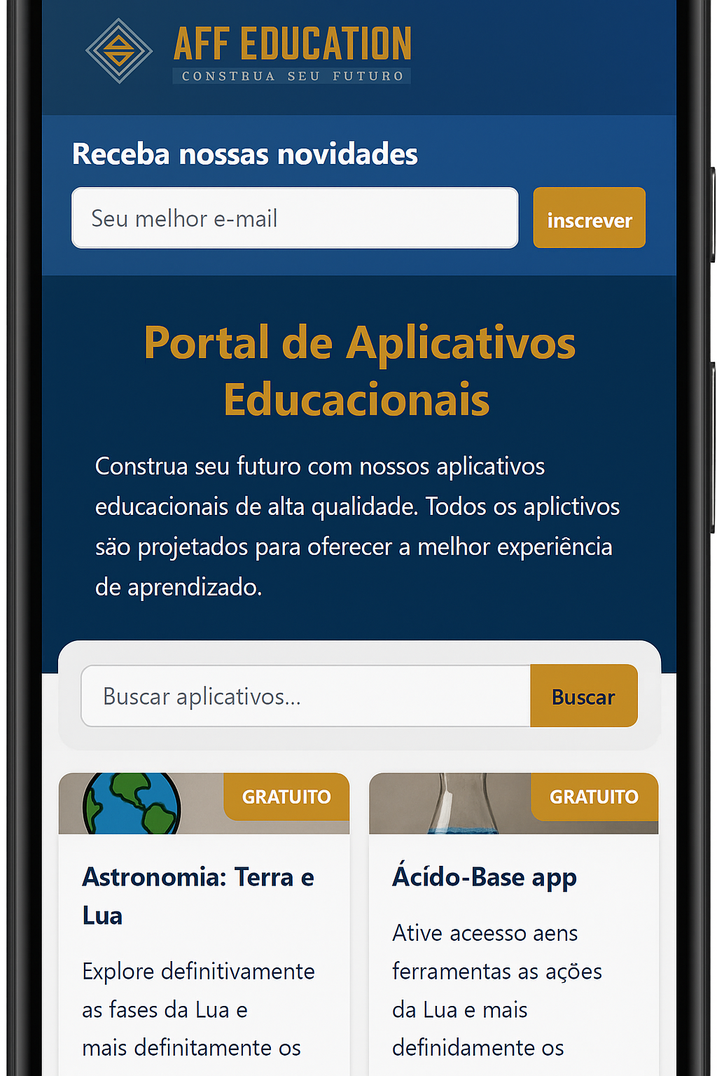 App AFF Education em smartphone